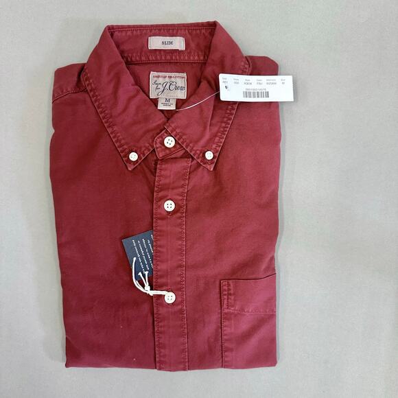 J Crew mens stretch Oxford cloth garment dye shirt faded burgundy size medium - Picture 5 of 12